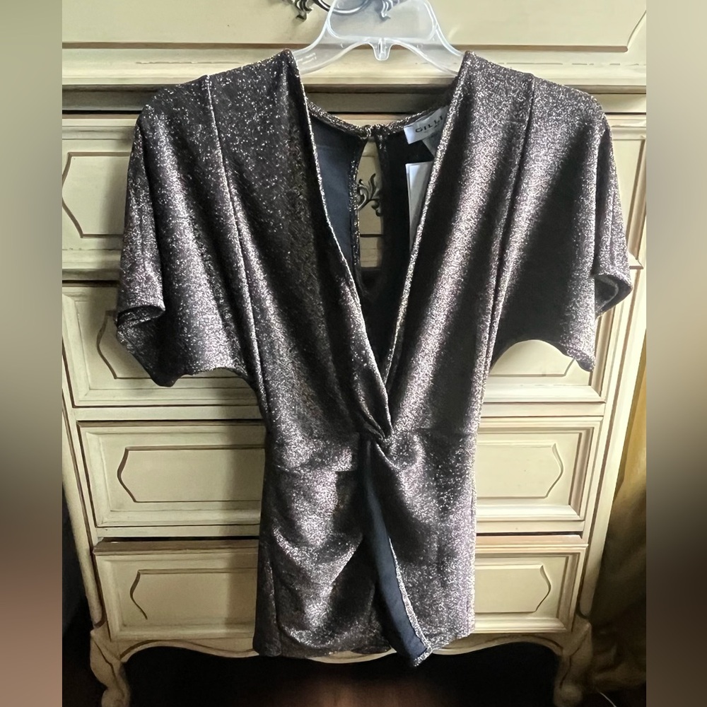 Gold Metallic Twist Front Romper - Picture 4 of 4